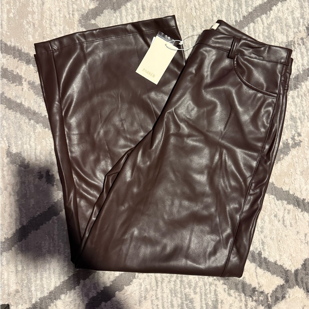 Parker Chocolate Faux Leather Trousers